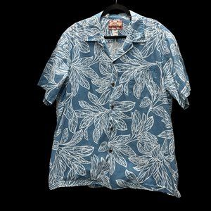 RJC Mens Blue Hawaiian Floral Button Down Shirt Size 2X short Sleeve